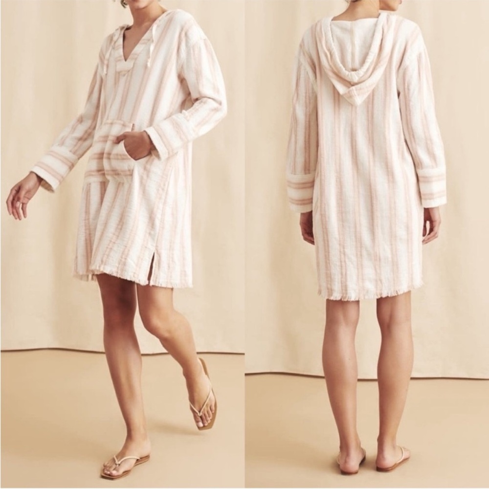Faherty Peach Striped Organic Cotton Baja Surf Dress
